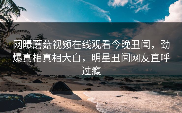 网曝蘑菇视频在线观看今晚丑闻，劲爆真相真相大白，明星丑闻网友直呼过瘾